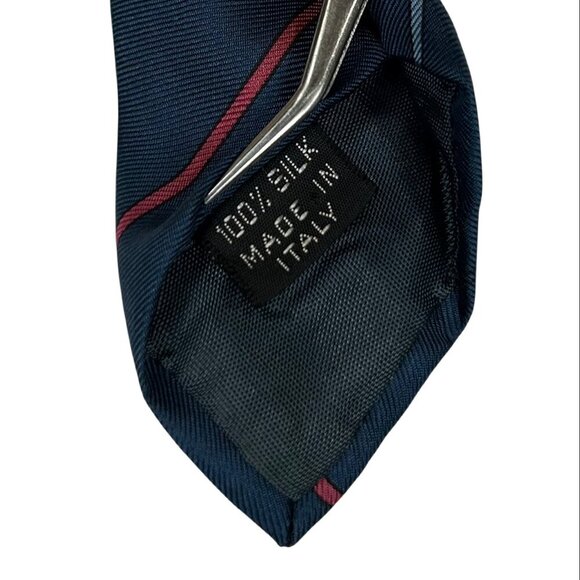 Jsaco Men's Blue Stripe Silk Made in Italy Necktie Tie - Picture 6 of 6